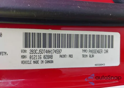 2010 Dodge Challenger R/T z USA, uszkodzony, nr VIN 2B3CJ5DT4AH174597